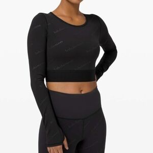 Lululemon Wunder Train Cropped Long Sleeve *Special Edition in Black